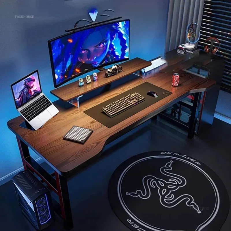 Esports Gaming House - โต๊ะคอมพิวเตอร์สไตล์นอร์ดิก โต๊ะทำงานเรียบง่ายสำหรับบ้านเช่า เฟอร์นิเจอร์สำนักงาน โต๊ะเล่นเกมอีสปอร์ต โต๊ะอ่านหนังสือสำหรับนักเรียนในห้องนอน