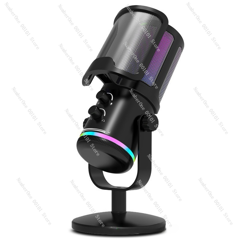 Streaming Mic Condenser - USB RGB คอนเดนเซอร์ไมโครโฟนเดสก์ท็อปไมโครโฟนสำหรับเล่นเกมสำหรับการถ่ายทอดสดคอมพิวเตอร์