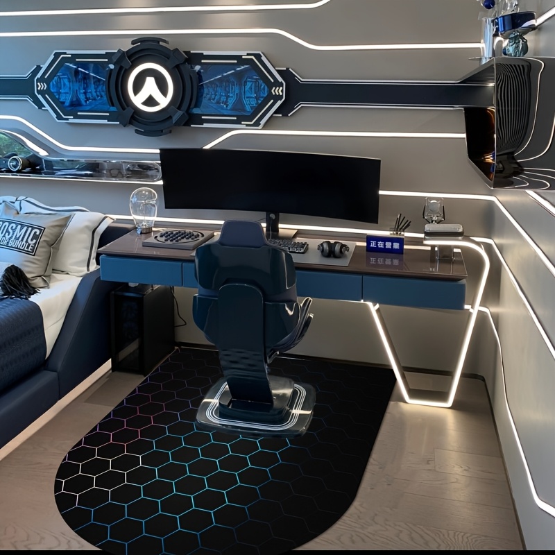 Esports Gaming Room - E-Sports พรมปูพื้นกันลื่นกันเสียงพรมป้องกันไม้เนื้อแข็งสำหรับห้องเล่นเกมโฮมออฟฟิศคอมพิวเตอร์เก้าอี้กลิ้ง