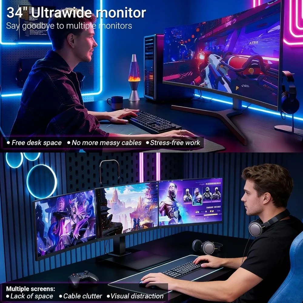 Gaming Monitor Curved - จอมอนิเตอร์เกมมิ่งโค้งขนาด 34 นิ้ว 180Hz UWQHD 3440x1440