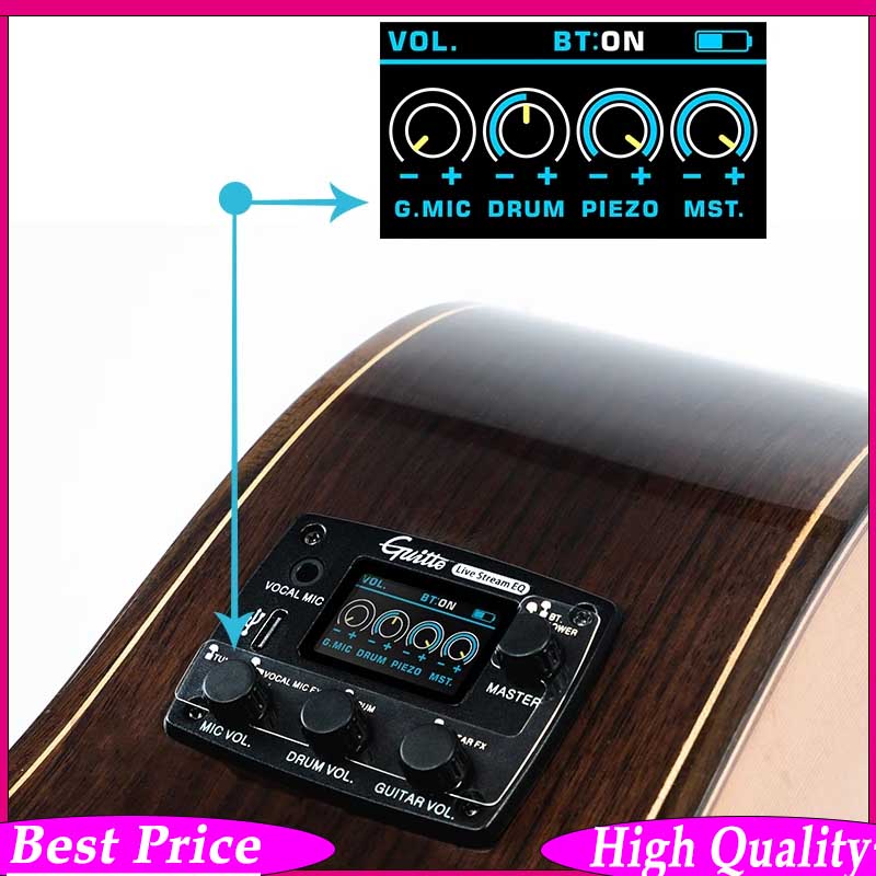 Streaming Mic Condenser - กีต้าร์ Guitto GGP-05 ระบบปิ๊กอัพกีตาร์อะคูสติก พร้อมเซ็นเซอร์วัดแรงสั่นสะเทือนแบบมัลติฟังก์ชั่นและไมโครโฟนคอนเดนเซอร์ ดิจิตอล
