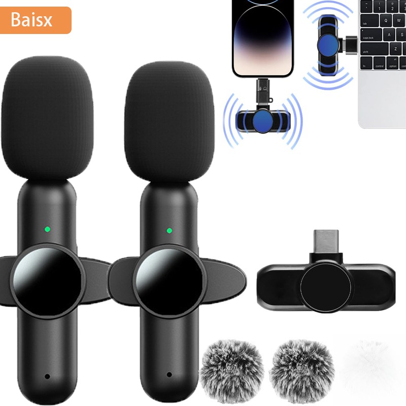 Streaming Mic Condenser - ไมโครโฟนไร้สายแบบหนีบเสื้อสำหรับ iPhone iPad ไมค์ไร้สายสำหรับการบันทึก เสียงสด ยูทูป
