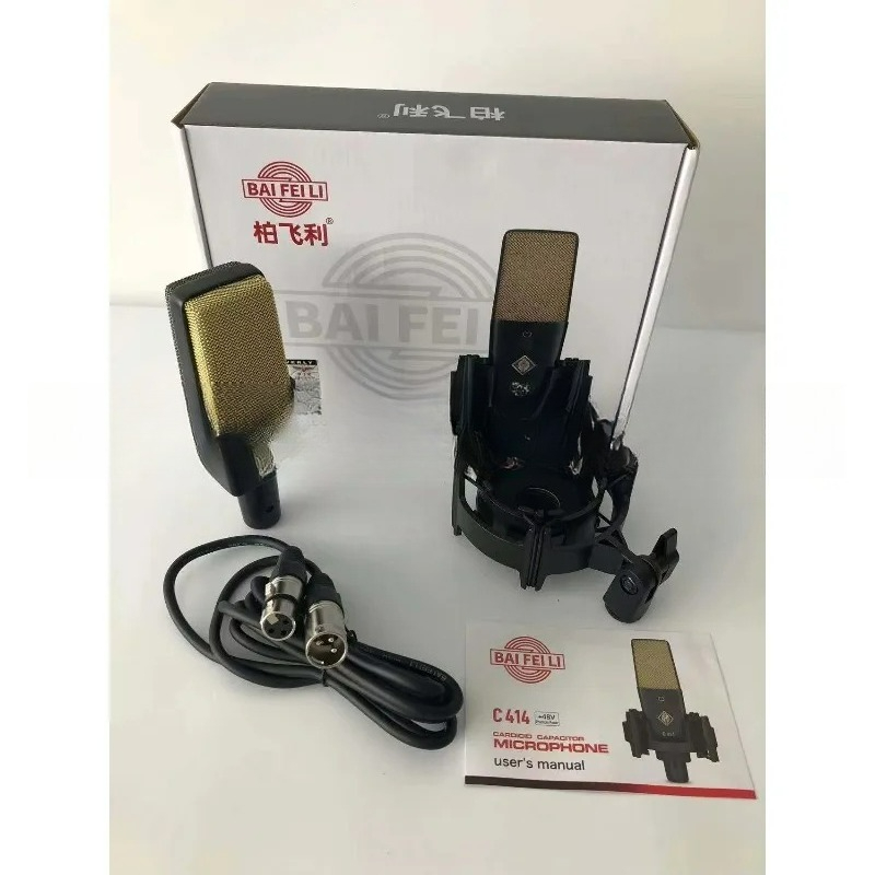 Streaming Mic Condenser - ไมโครโฟนคอนเดนเซอร์แบบมืออาชีพ C414 พร้อมไดอะแฟรมขนาดใหญ่ 34 มม. ไมค์คาร์ดิออยด์