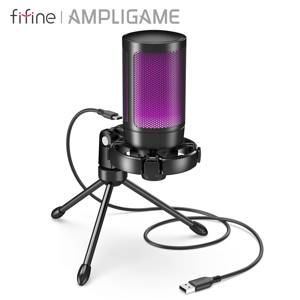 AmpliGame โดย FIFINE RGB USB G - Streaming Mic Condenser บทวิจารณ์และราคา