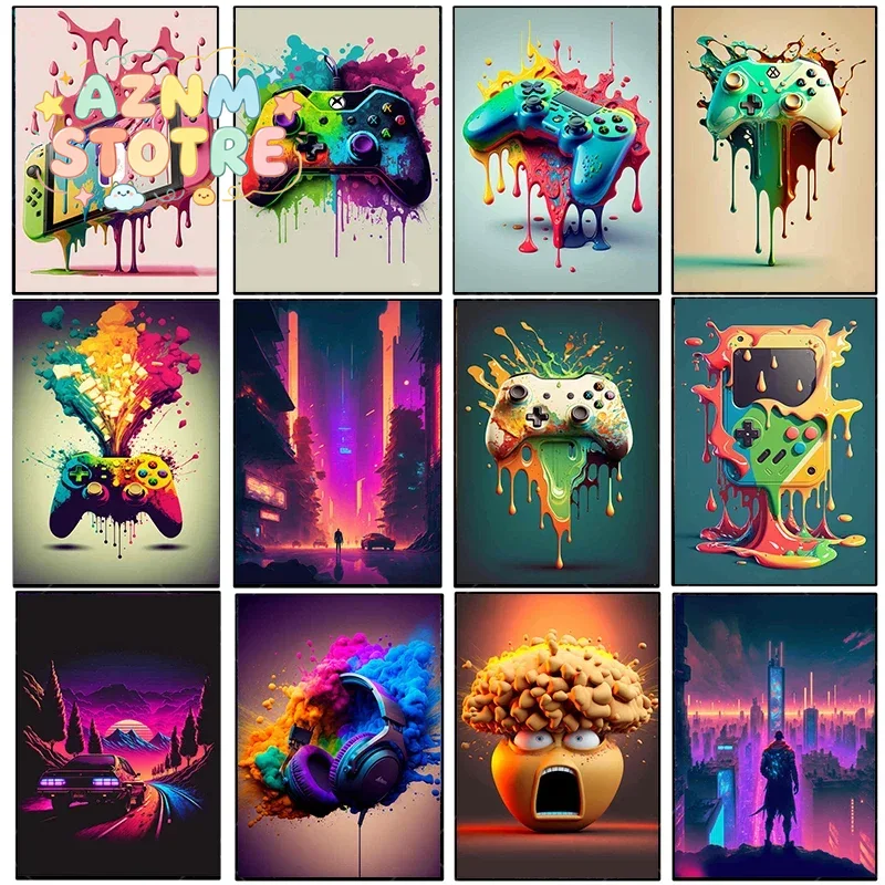 ภาพวาดบนผ้าใบสไตล์วินเทจ สีสัน - Esports Gamers บทวิจารณ์และราคา